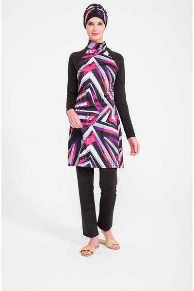ARMERA Patterned Licra Fabric Hijab Swimsuit