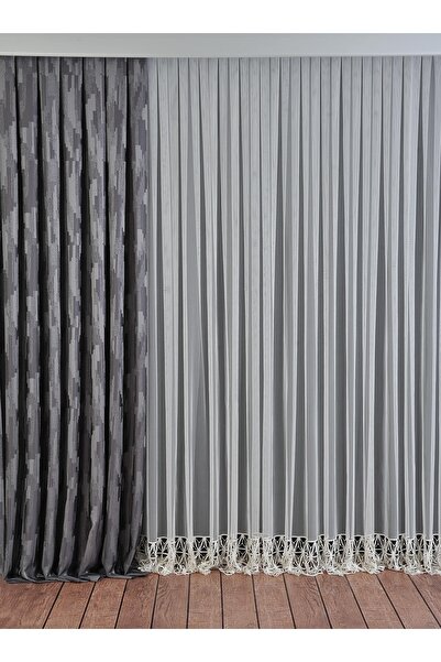 VANESSA PERDE Vanessa Serisi Salon Oturma Odası Yatak Odası Yeni Sezon Tül Perde Sık Pileli Aplike Özel