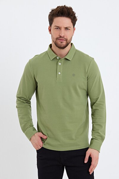 ENQUE Erkek Gömlek Yaka Uzun Kol Pike Tişört Nefti