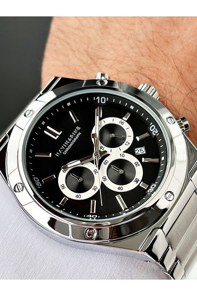 Navimarine Silver Color Functional Steel Strap Men's Wristwatch Bracelet Gift
