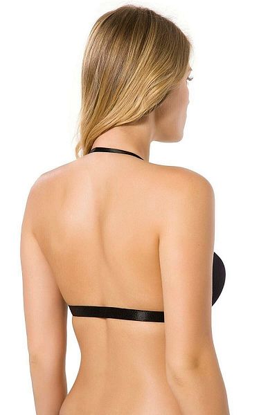 Le Jardin Women's Lilian Halter Neck Back Straps Transparent Unpadded Strapless Bra