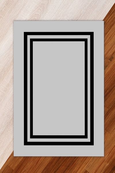 Miray Tekstil Silk Velvet Gray Color Frame Pattern Elastic Carpet Cover