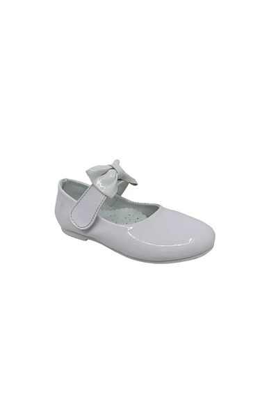 Zerhan 350 Balerini cu velcro cu fundă din piele albă pentru fete