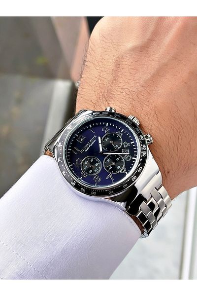 Navimarine Silver Color Functional Steel Strap Men's Wristwatch Bracelet Gift