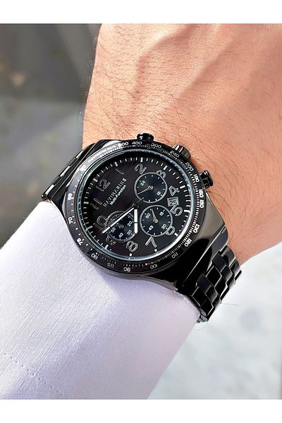 Navimarine Black Color Functional Steel Strap Men's Wristwatch Bracelet Gift