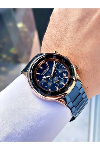 Navimarine Navy Blue Color Functional Steel Strap Men's Wristwatch Bracelet Gift