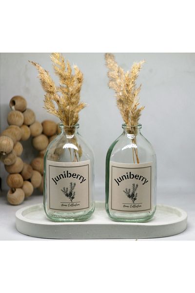 Juniberry 2Pcs Glass Jar Bottle Small Vase 100ml White Stand Base (Without Flowers)