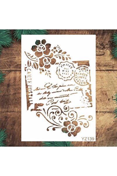 STENCİLTASARIM Stencil Tasarım Yz139 El Yazısı Mektup Duvar Ahşap Cam Boyama ...