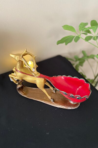 Tasarloxi Kızaklı Geyik Şişe Tutucu Şaraplık Yılbaşı Dekoru