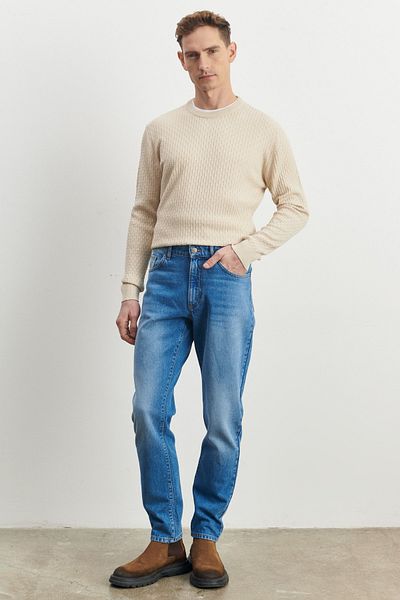 ALTINYILDIZ CLASSICS Férfi világoskék Comfort Fit laza szabású 100% pamut farmer farmer