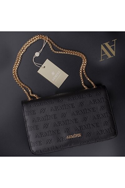 Armine Lazer Baskılı Kadın Zincir Askılı Siyah Postacı Çantası (317lsyh)