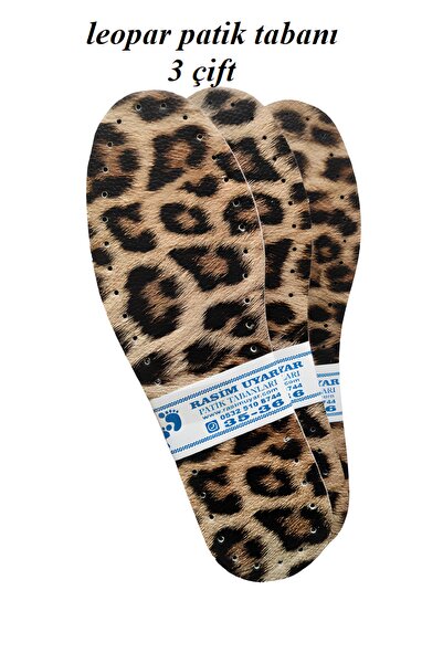 Rasim Uyar 3 Çift Leopar Desen 3 Katmanlı Patik Tabanı