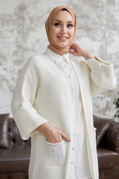 InStyle سترة تريكو بأكمام فضفاضة من فرح - أبيض