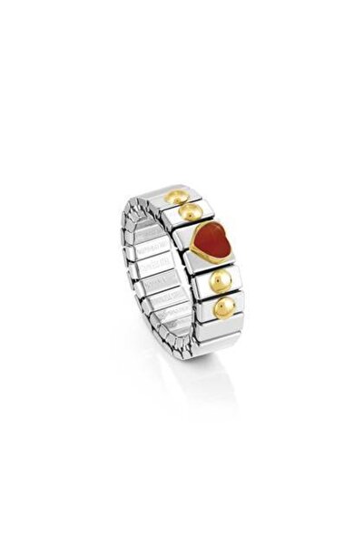 NOMİNATİON Extensıon Ring (s) In Stainless Steel With 18k Gold And 1 Heart Shaped Stone (011_coral)