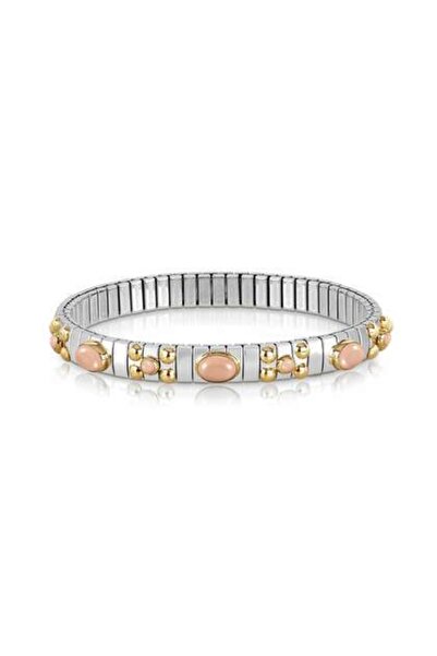 NOMİNATİON Xte Steel Bracelet, 18k Gold And 4p3g Stones (oval) (006_pınk Coral)