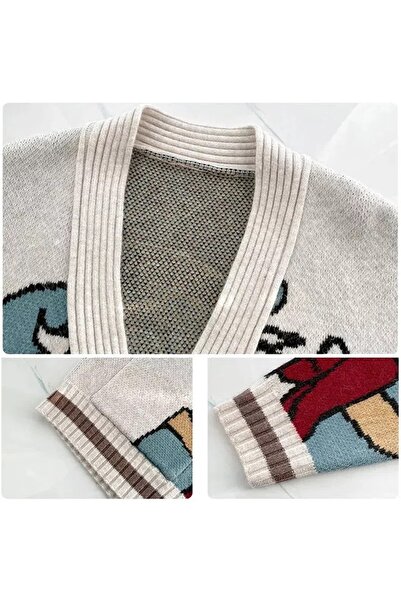 Köstebek Harajuku Fashion Kawaii Daffy Duck Oversize Cardigan