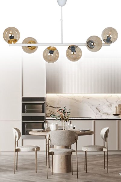 ŞL Şef Light Altina 6'li Beyaz Modern Lüks Avize