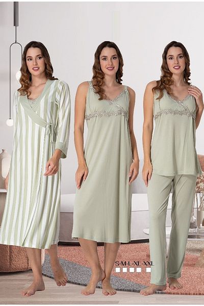 by İGP Women's Green Maternity Maternity Dressing Gown Nightgown Pajama Set 4 Piece Effortt