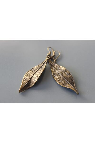 delay art Yaprak Uzun Otantik Etnik Bohem Sallantılı Bronz Kadın Küpe Takı. Uzunluk: 5 Cm