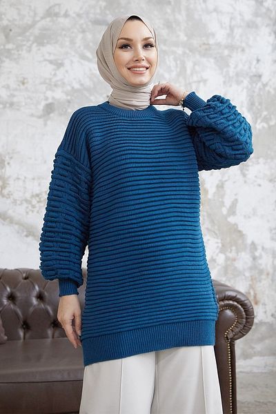 InStyle Nina kötött kötöttáru pulóver - benzinzöld