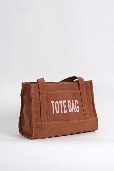 Çantacımstore Γυναικεία πάνινη υφασμάτινη τσάντα tote καφέ