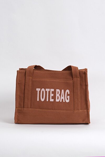 Çantacımstore Γυναικεία πάνινη υφασμάτινη τσάντα tote καφέ
