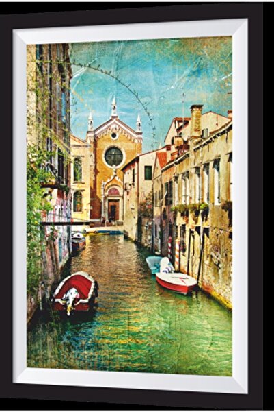 Hayat Poster Venetian Boat Artistic Frame Look Wooden Painting