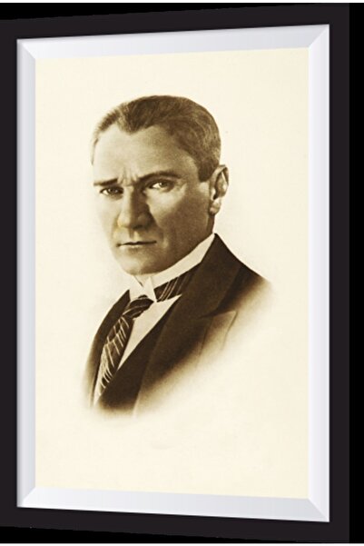 Retro Style Atatürk Wooden Painting with Artistic Frame Appearance