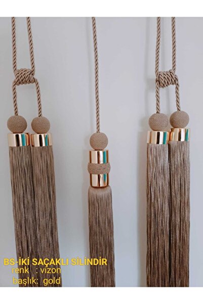 BeSe HOME Iki Saçaklı Silindir Perde Toplama Takımı Perde Aksesuarı Perde Süsü