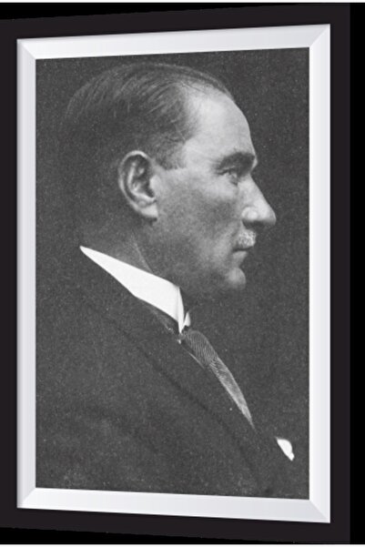 Hayat Poster Tablou din lemn cu aspect artistic Ataturk alb-negru