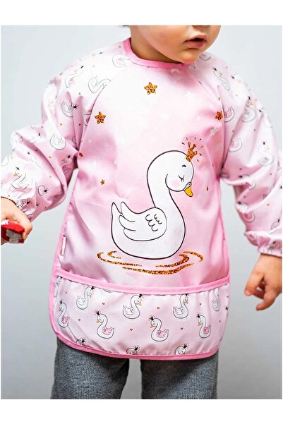 dubi baby مريلة أطفال منقوشة مقاومة للسوائل مع جيوب وأكمام