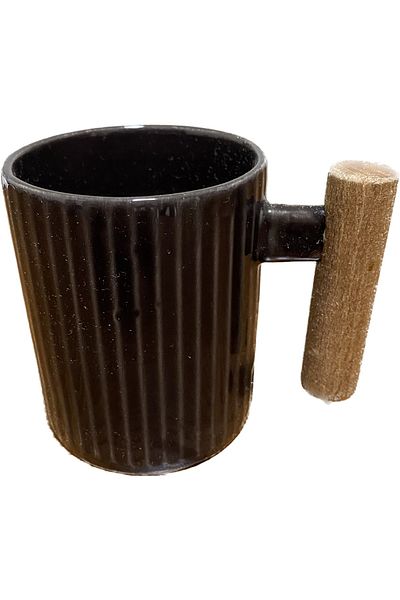 Elif Woody Wooden Handle Coffee Colored Mug605453