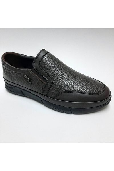 FOREX Genuine Leather Rubber Sole Orthopedic Anatomic Diabetic Brown Laceless Men's Shoes