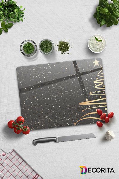 Decorita Glass Cutting Board - Glass Cutting Board |   New Year Smoked |   30cm X 40cm