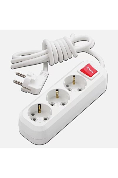 MAKEL Üçlü (3lü) Anahtarlı Topraklı (2m) Kablolu Grup Priz