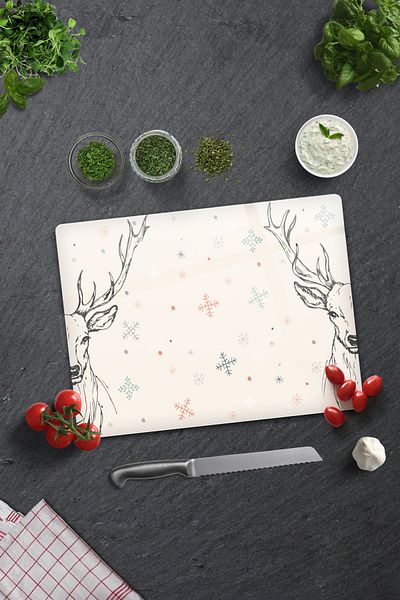Decorita Glass Cutting Board - Glass Cutting Board |   Cream Deer |   30cm X 40cm