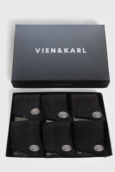 Vien&Karl Ανδρικές μαύρες κάλτσες μπαμπού Premium κουτί των 6