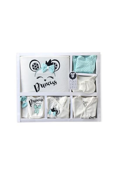 Miniworld Baby Girl Antiallergic 100% Natural Bow Princess 10-Piece Bodysuit Set 10-Piece Hospital Exit
