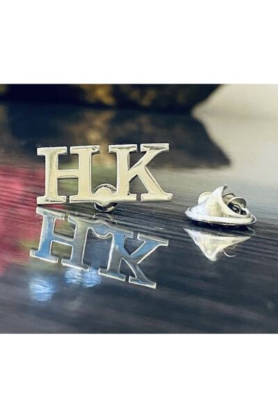 Gökdeniz 925 Kişiye Özel Harf Model Gümüş Erkek Hediyelik Yaka Rozeti 925 Ayar