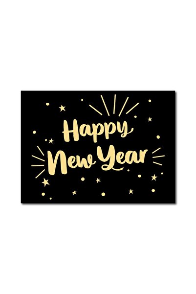 Uniq34 Yılbaşı Hediye Kartı, Happy New Year Card, Siyah
