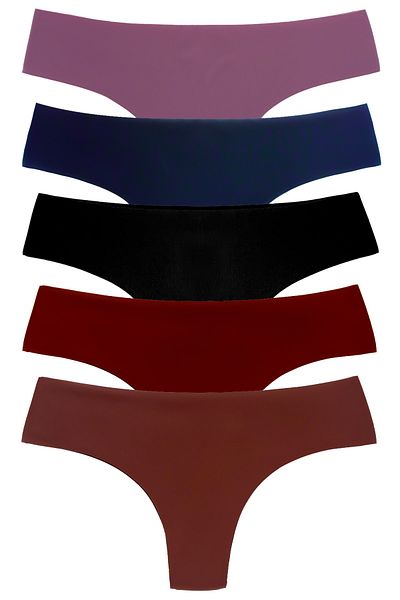 HNX 5-Piece Interlock No Trace Ghost Seamless Brazilian Women's Panties
