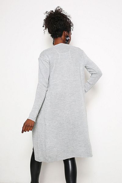 AVORWE Plain Knitted Open Front Cardigan with Pockets