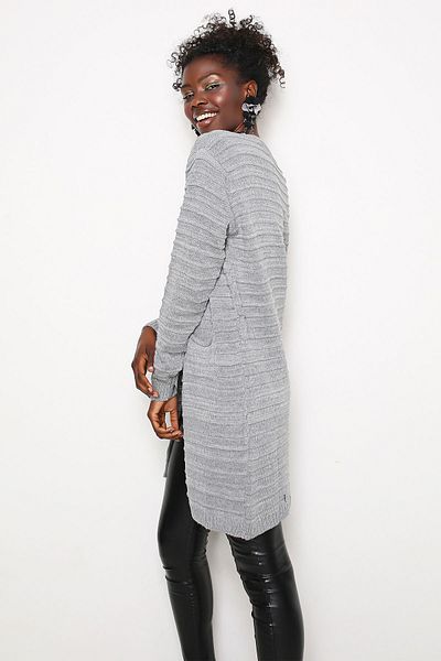 AVORWE Self-Striped Open Front Cardigan