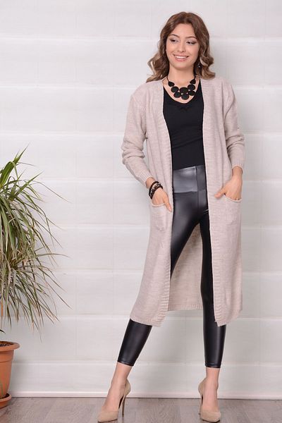 AVORWE Reverse Knit Open Front Cardigan with Pockets