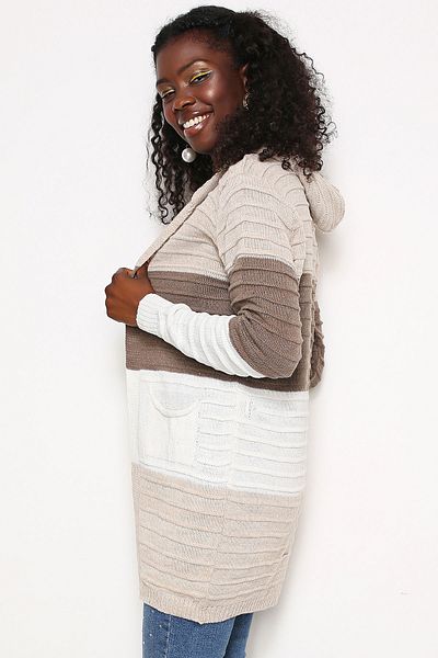 AVORWE Colorful Open Front Cardigan with Hood