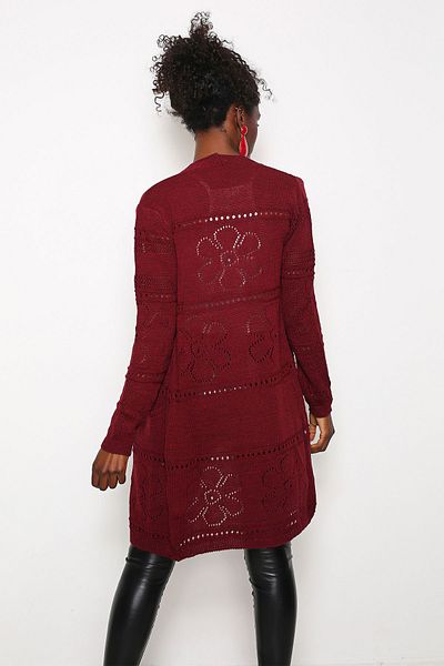 AVORWE Openwork Flower Knitted Open Front Cardigan