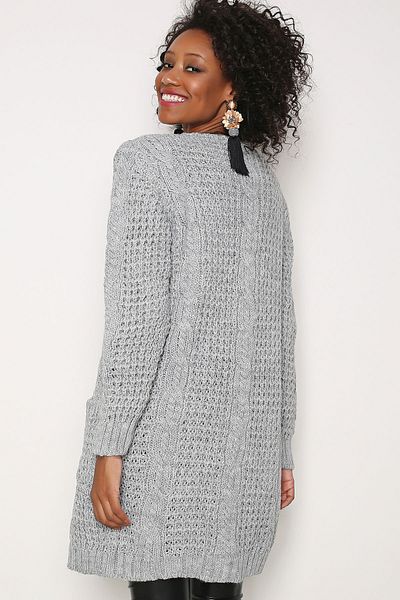 AVORWE Hair Knitted Self Patterned Buttoned Cardigan