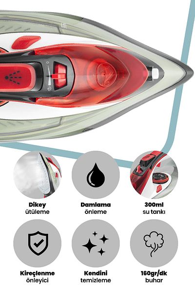 GOLDMASTER Twist 2600 Watt Ceramic Soleplate 160 Gr Effective Shock Steam Iron