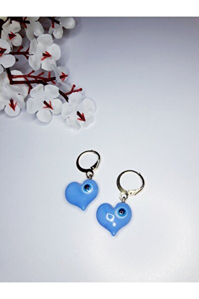 FASİON Handmade Glass Heart Earrings Women's Handmade Earrings