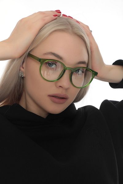 STAOOM نظارات شفافة مستديرة باللون الأخضر اللامع
